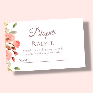 Recepción Floral Diaper Raffle Tarjeta de inscripción
