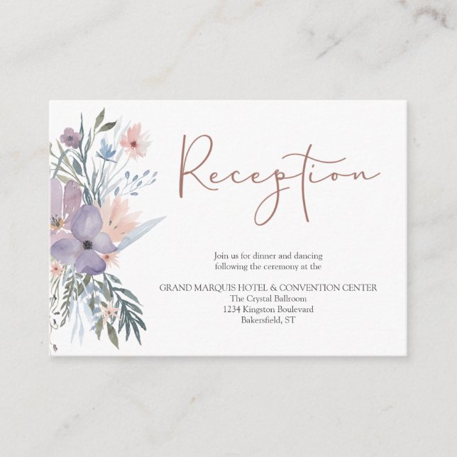 Recepción Floral Purple Rosa Gold Wedding (Anverso)