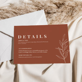 Recepción Floral Terracotta Boda Detalles Tarjeta de Gabinet