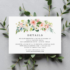 Recepción Florales Rosadas | Tarjeta de Detalles de Boda