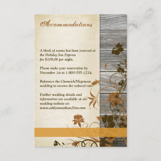 Recepción Flores de otoño, tarjeta de gabinete de Boda de ma