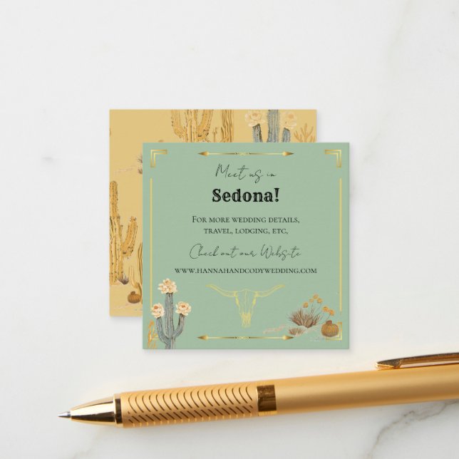 Recepción Flores del Desierto Tarjeta de Gabinete Boda Occid (Anverso/Reverso In Situ)