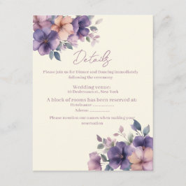 Recepción Flores puras y rosas en la tarjeta de cierre Boda