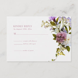 Recepción Flores rosadas y moradas | Tarjeta de respuesta de