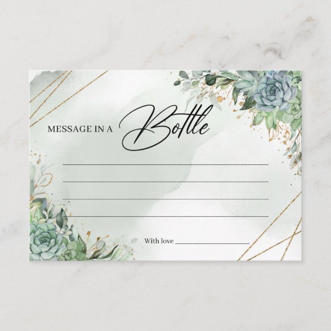 Recepción Follaje verde suculento Mensaje en una tarjeta de  (Anverso)