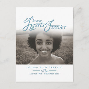 Recepción Funeral en nuestros corazones tarjeta de poema fot
