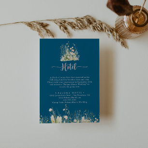 Recepción Greenery Boho Wildflower Navy Tarjeta de Alojamien