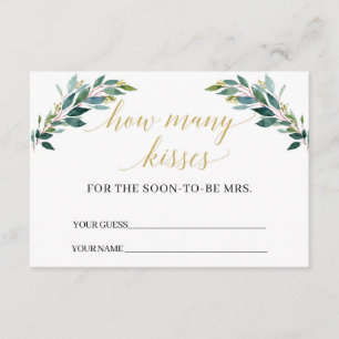 Recepción Greenery eucalipto Cuántos besos de juego Tarjeta