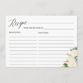 Recepción Greenery Tarjeta de Receta de Ducha Marfil Floral 