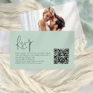 Recepción Guión moderno Código QR Foto Tarjeta RSVP Boda de 