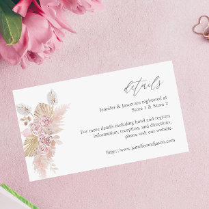Recepción H Pink Boho Floral SM Tarjeta de Gabinete 2