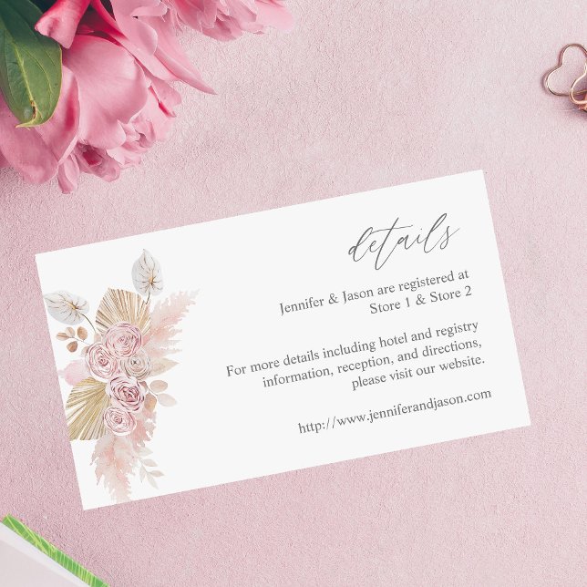 Recepción H Pink Boho Floral SM Tarjeta de Gabinete 2 (Subido por el creador)