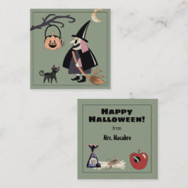 Recepción Halloween bruja feliz con tarjeta de inscripción p