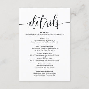 Recepción Hermosa tarjeta de gabinete de detalles del Boda