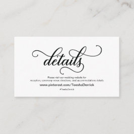 Recepción Hermosa tarjeta de gabinete de detalles del sitio 