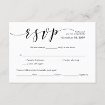 Hermosa tarjeta de gabinete RSVP de boda elegante