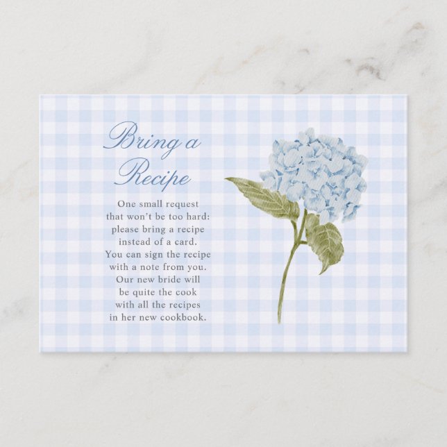 Recepción Hortensia Azul Elegante Trae una Tarjeta de Receta (Anverso)