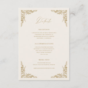 Recepción Información sobre la tarjeta de Boda Gold & Cream