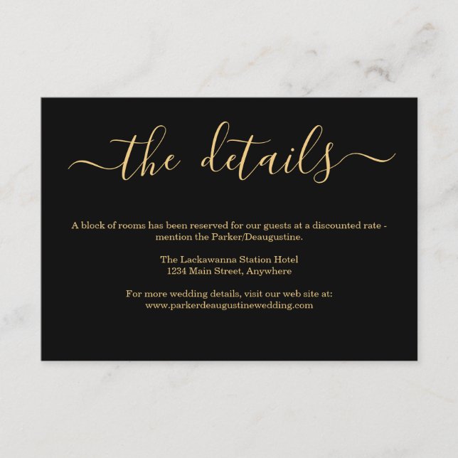 Recepción Información sobre negro y oro / Tarjeta de gabinet (Anverso)