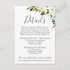 Recepción Inserción de la tarjeta de detalles del Boda de ve