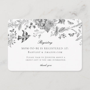 Recepción Inserción de tarjeta de registro de bebé floral de