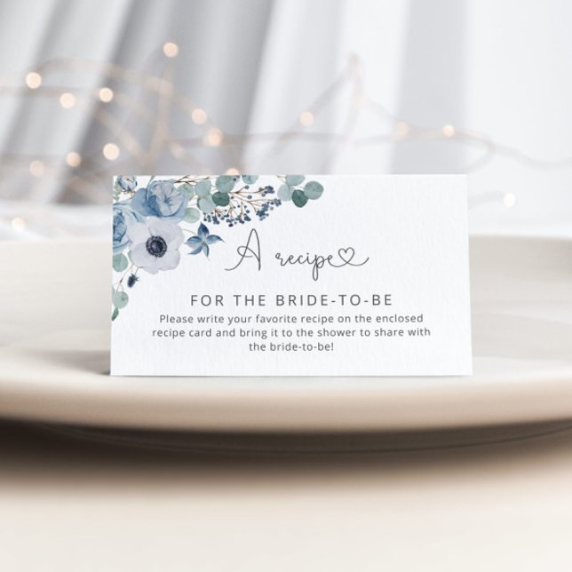 Recepción Inserto de tarjeta de receta floral azul polvorien (Subido por el creador)