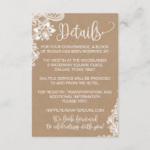 Kraft Lace y ilumina la tarjeta de detalle de Boda