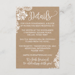 Recepción Kraft Lace y ilumina la tarjeta de detalle de Boda