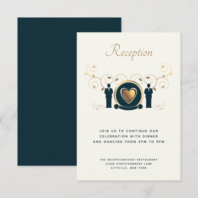 Recepción LGBTQ azul crema de dos hombres Bodas de (Anverso / Reverso)