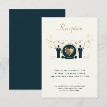 Recepción LGBTQ azul crema de dos hombres Bodas de