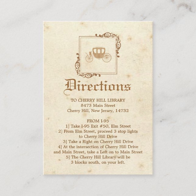 Recepción Libro de historias real - Tarjeta de direcciones (Anverso)