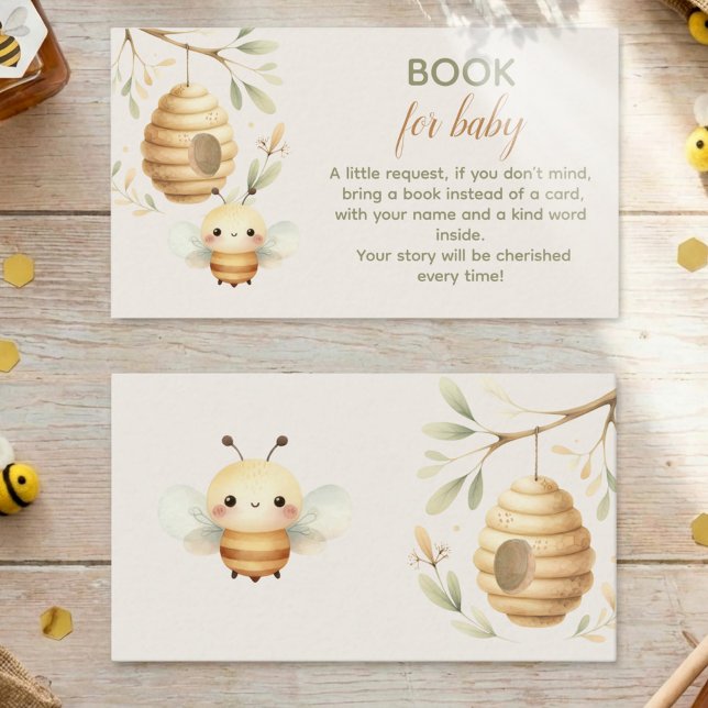 Recepción Libro de la abeja bebé para tarjeta de inserción d (Book for Baby Enclosure Card. Baby Shower - He or She? What Will Baby Bee? Gender Reveal. )