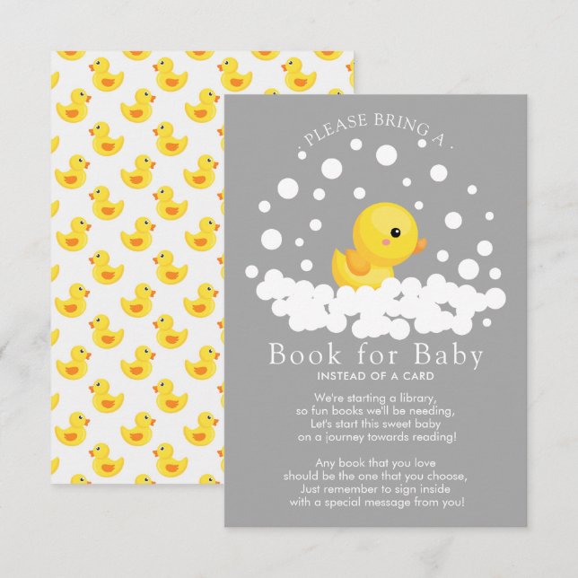 Recepción Libro de patito de goma lindo para tarjeta de bebé (Anverso / Reverso)
