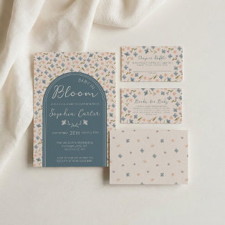 Recepción Libros Baby in Bloom para Tarjeta de Cumpleaños Fl