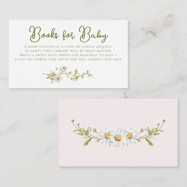 Recepción Libros Daisy Para Bebé Tarjeta de Cumpleaños Botán (Anverso / Reverso)