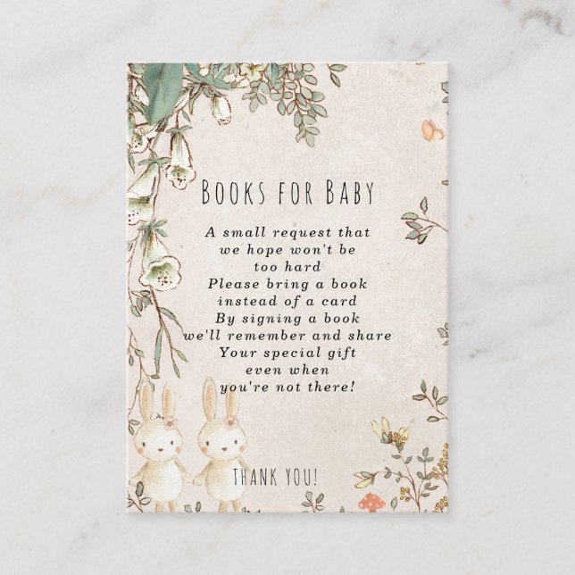 Recepción Libros de conejo para chicas gemelos para tarjeta  (Anverso)