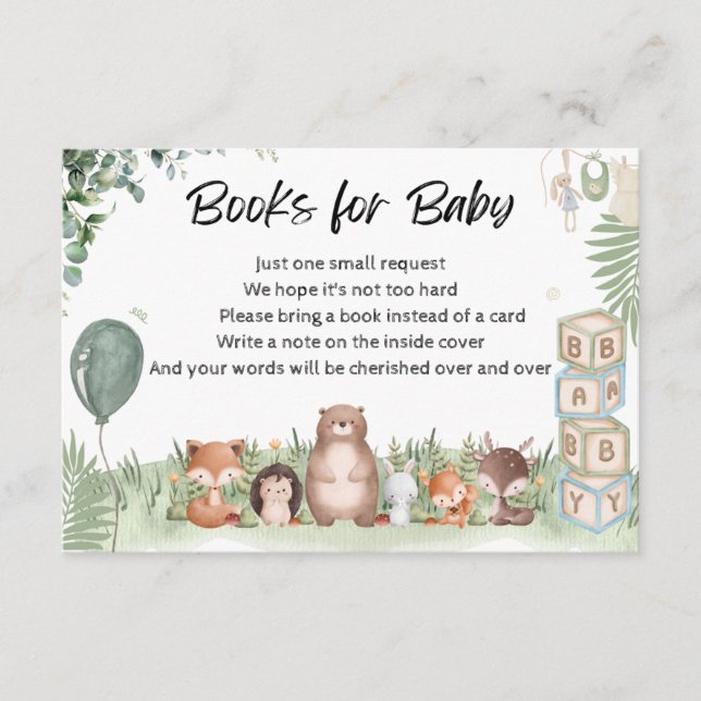 Recepción Libros para bebé en la ducha de bebé Tarjeta de in (Anverso)