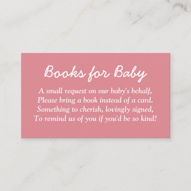 Recepción Libros para tarjeta de envoltorio rosa de Baby Rub (Anverso)