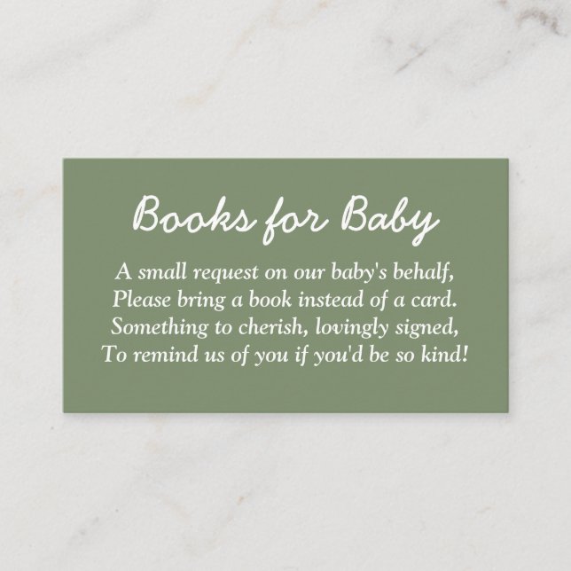 Recepción Libros para tarjeta de envoltorio verde Baby Sage (Anverso)