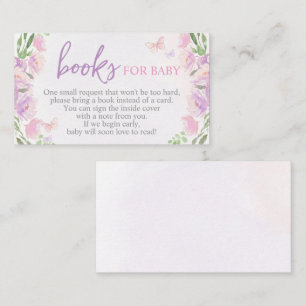 Recepción Lilac Butterfly Baby Shower trae tarjeta de libro