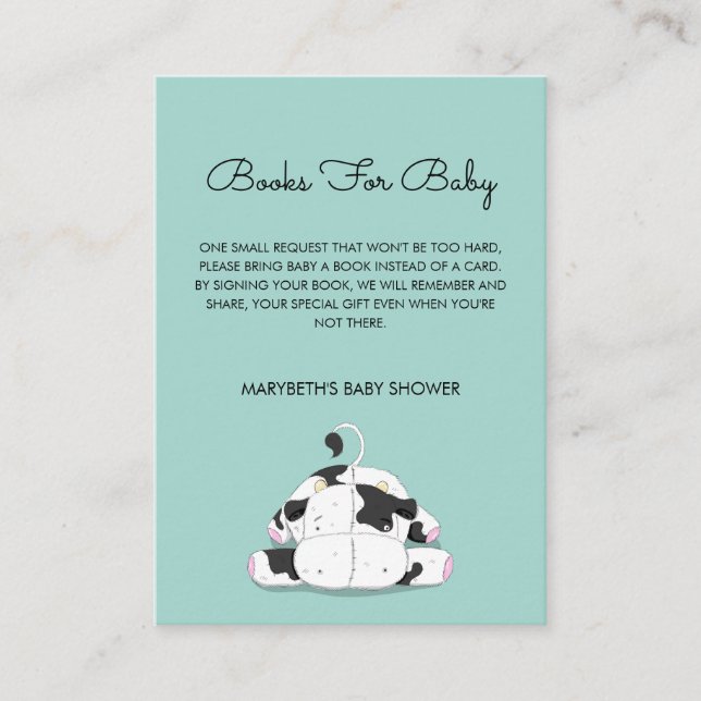 Recepción Little Cow Baby Shower Trae Una Tarjeta De Solicit (Anverso)