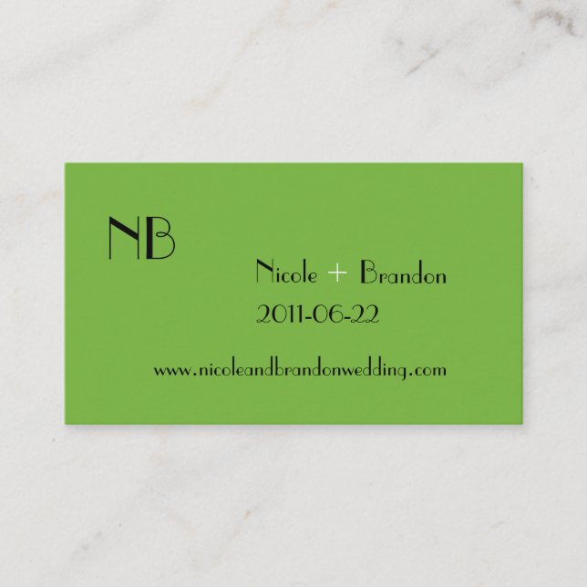 Recepción Logotipo de tarjeta web de Boda verde (Anverso)