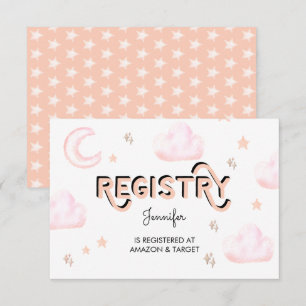 Recepción Luna y estrellas   Tarjeta de inscripción Baby Sho