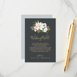Recepción Magnolia elegante   Tarjeta de Boda negro que dese