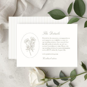 Recepción Marfil y Arena Tarjeta de Detalles de Boda Oval