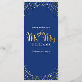 RECEPCIÓN MENÚ DE CENA mini dorado confetti azul m