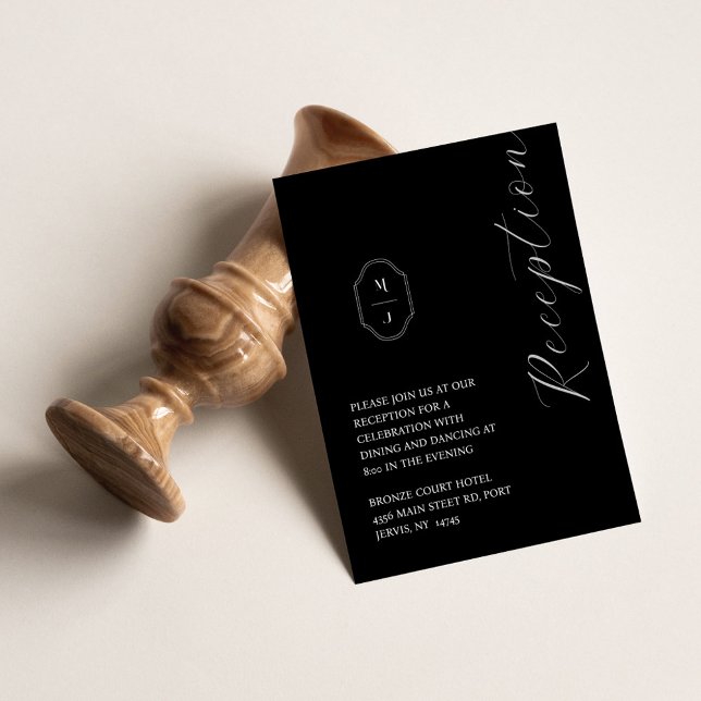 Recepción mínima de bodas en monograma blanco y ne (Subido por el creador)