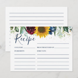 Recepción Moda Tarjeta de Receta Floral Floral Bridal Shower