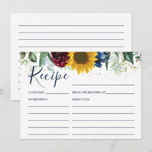 Recepción Moda Tarjeta de Receta Floral Floral Bridal Shower