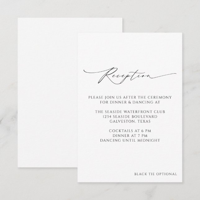 Recepción moderna de boda Minimalista (Anverso / Reverso)